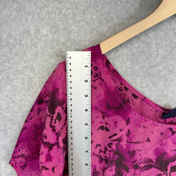 Hillard & Hanson Dress Womens Size 16 Purple 100% Polyester Short Sleeve Shift - Picture 7 of 8